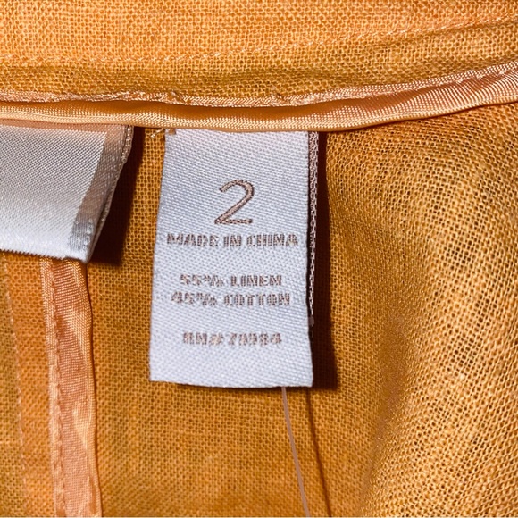 NWT Chico's linen blend Cross Hatch Haley solid marquis orange jacket, size 12 - Picture 6 of 8